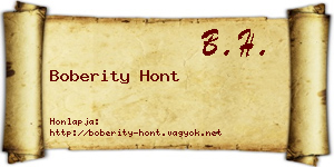 Boberity Hont névjegykártya